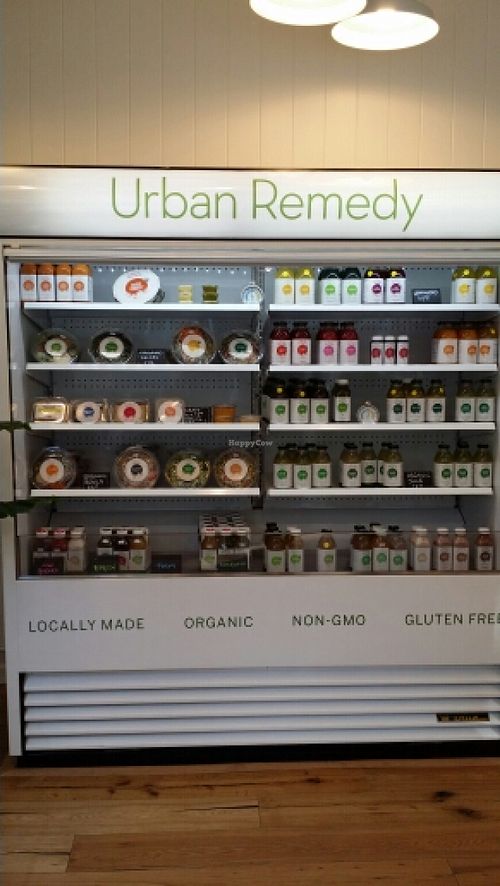 A Larger Refrigerated Showcase With Juices And Other Edibles at Urban Remedy in Larkspur