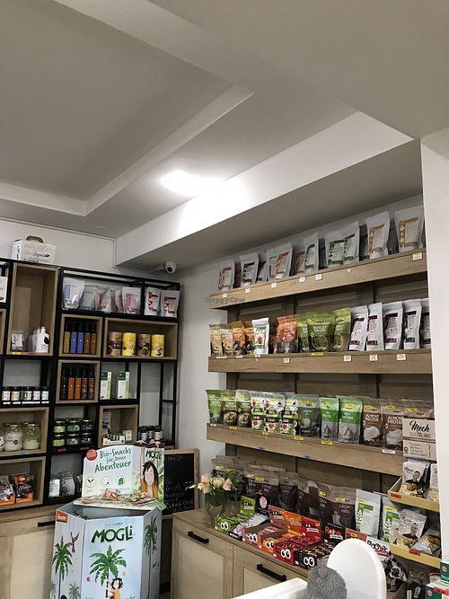 Great supplements and food section at BIOrganic Raw Cafe in Chisinau