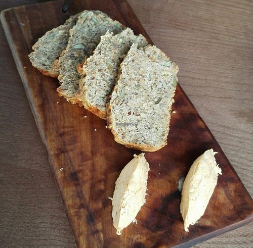 Complimentary bread with vegan butter before the meal. at Nomad Restaurant in Western Cape