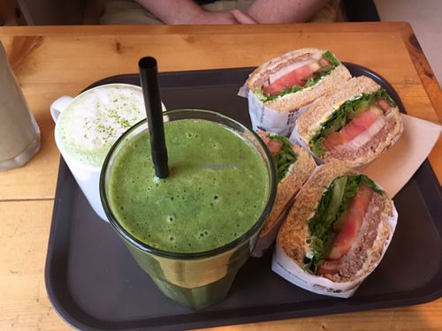 kale smoothie and the beans burger  at Kong's Burger - Gaya-daero in Busan