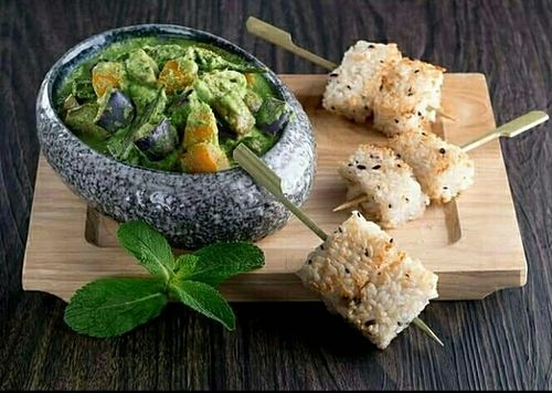 Green Curry with Grilled Rice Cake at Vanimal in Hong Kong Island