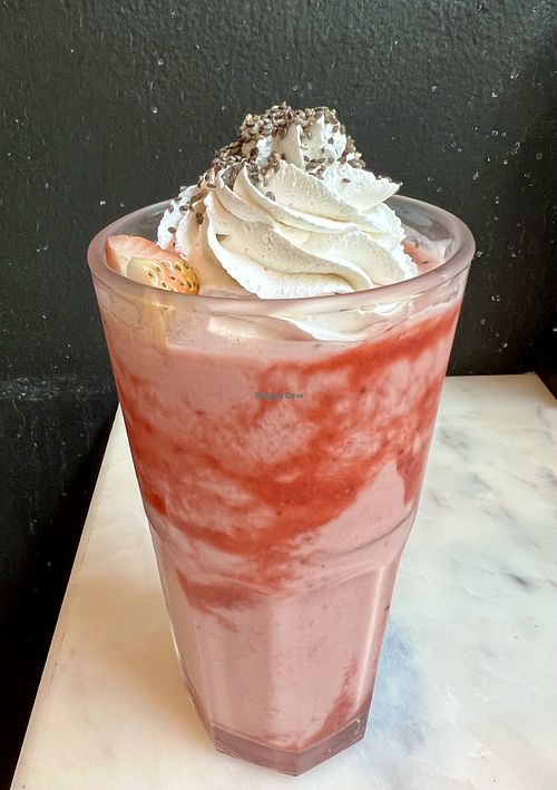 Strawberry milkshake  #Veganuary at Veganerie Concept - Benjasiri Park in Bangkok