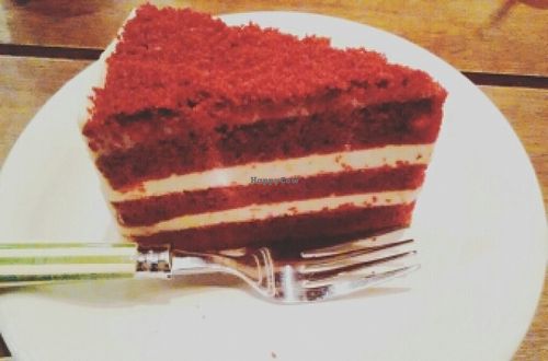 Vegan red velvet cake  at Veganerie Concept - Benjasiri Park in Bangkok