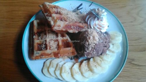 Vegan banoffee waffles at Veganerie Concept - Benjasiri Park in Bangkok