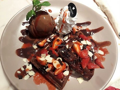 Chocolate Velvet Waffles at Veganerie Concept - Benjasiri Park in Bangkok