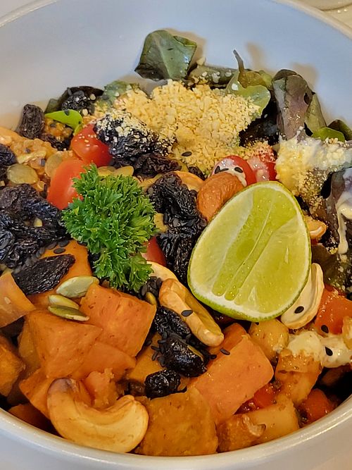 Pumpkin salad dish at Veganerie Concept - Benjasiri Park in Bangkok