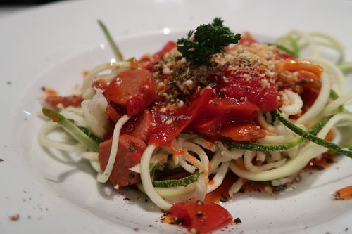 Zoodles with soy sausage and tomato sauce(small portion) at Veganerie Concept - Benjasiri Park in Bangkok