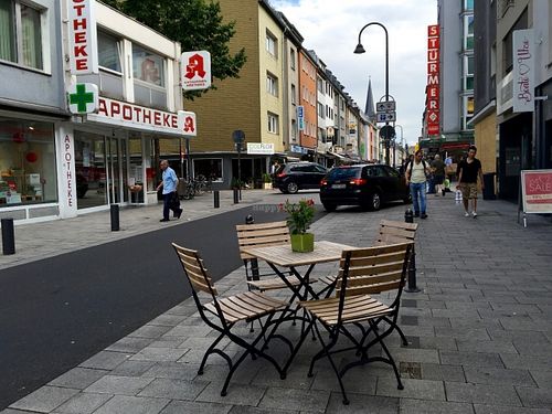 outside seating at denn's Biomarkt - Severinstrasse in Cologne