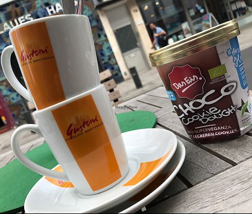 coffee & vegan chocolate ice cream finished ;) at denn's Biomarkt - Severinstrasse in Cologne