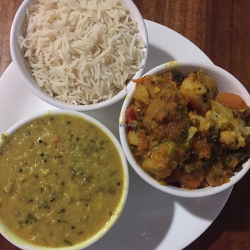 Dahl, curry and rice at Bamboo Flute in Coolangatta