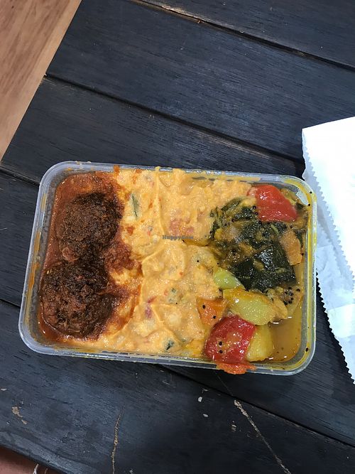 Three different curries here. They were amazing king good! All vegan at Bamboo Flute in Coolangatta