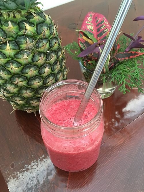 Cran-Orange smoothie. Loaded with vitamin C. *seasonal* whole cranberries, fresh squeezed orange juice, pineapple and banana at Old Earth Pure Organic Food in St Petersburg