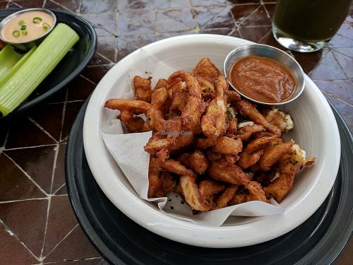 I'm free - beer battered young coconut. it's like calamari. yum at Gratitude in Newport Beach