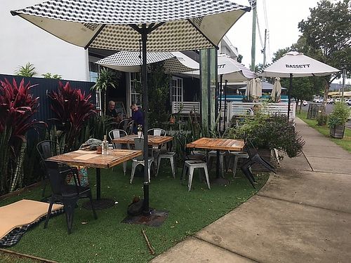 Some outdoor seating and dog friendly   at Ground Earth in Woolgoolga