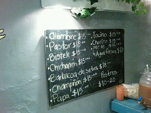 menu at La Estacion Vegana in Guadalajara