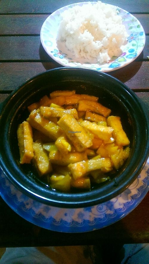 Tofu and pepper in clay pot at Lam Tong Quan in Phan Thiet
