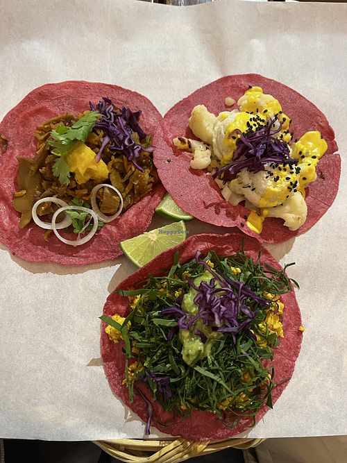 Tacos  at La Pitahaya Vegana in Mexico City