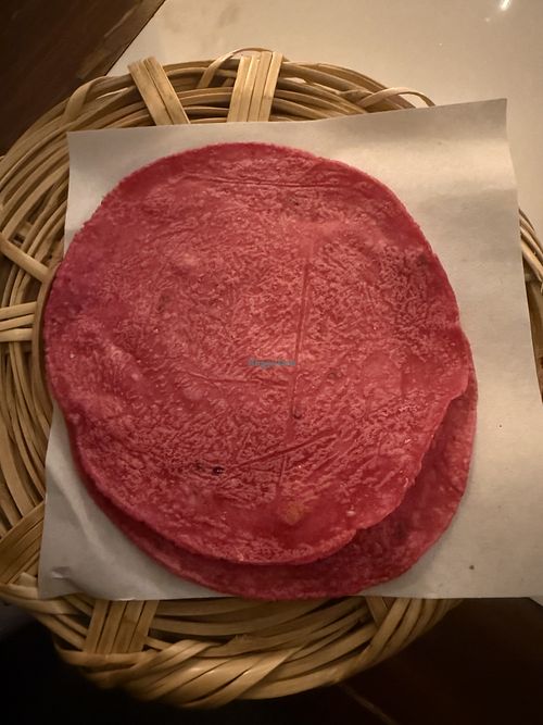 Pink tortillas   at La Pitahaya Vegana in Mexico City