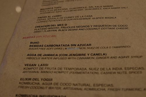 Drinks at La Pitahaya Vegana in Mexico City