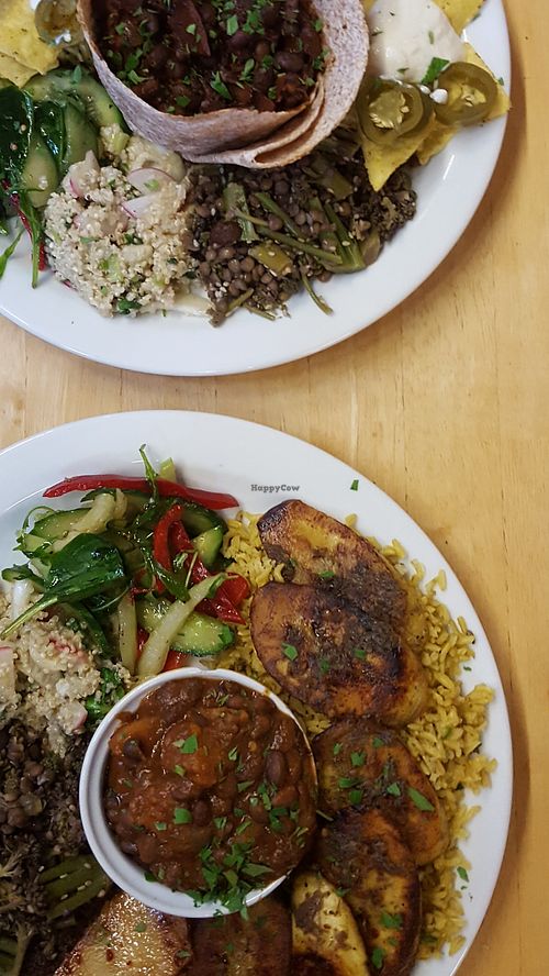 Jerk plantain with smoky beans at Cafe Van Gogh in South West London