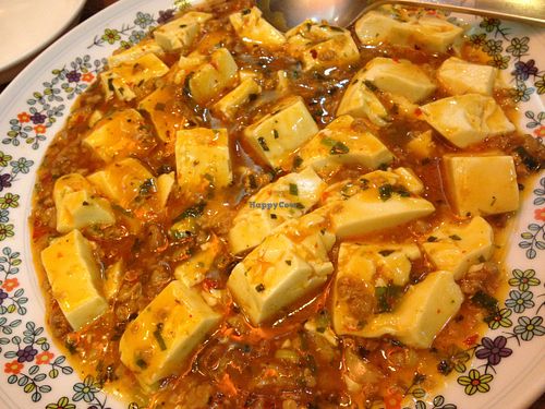 Spicy vegan Mabo tofu at Kinkarou in Nagoya