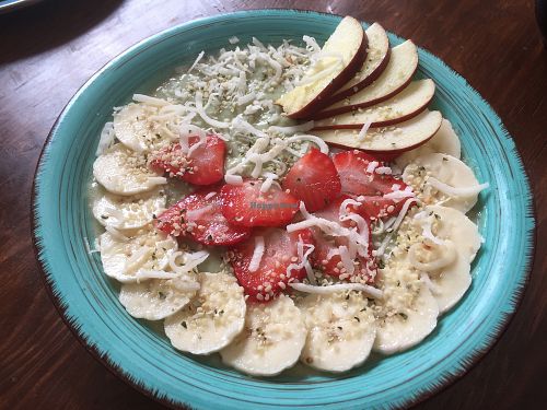 Spirulina bowl at Vegamo Centro in Mexico City