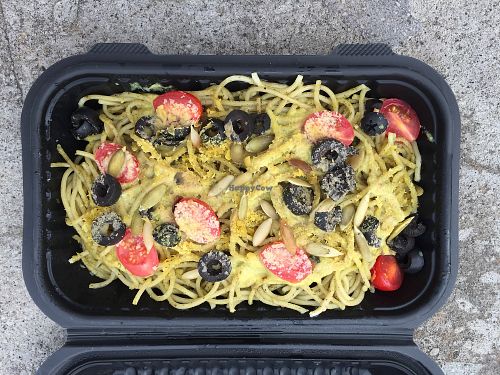 Pesto pasta to go.  at Vegamo Centro in Mexico City