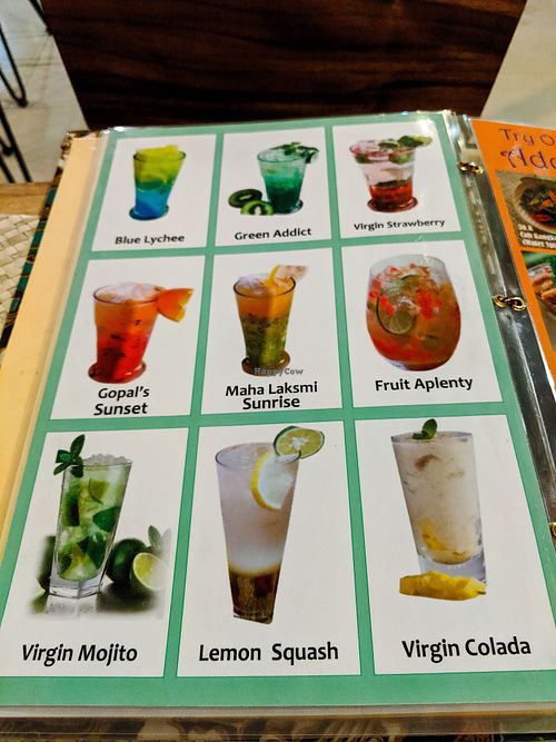 Page of menu at Gopal's Cafe at Gopal's Cafe in Sanur