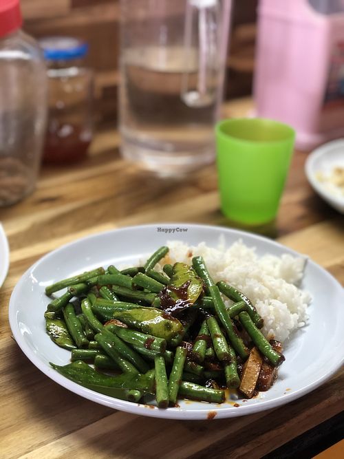 Vegan salted fish with beans and curry at Happy Mushroom - Food Stall in Chiang Mai