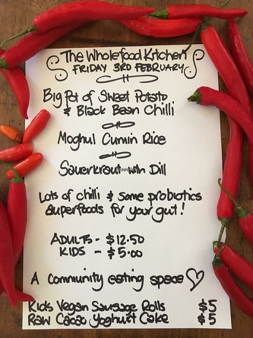 Menu 03/02/17 at The Wholefood Kitchen in Sunshine Coast