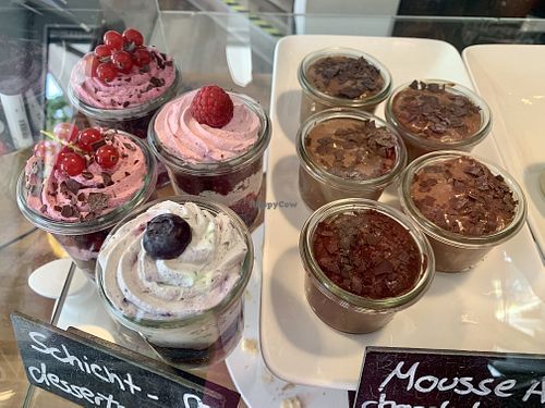 Layered deserts, chocolate mousse   at Cafe Blattgold in Kiel