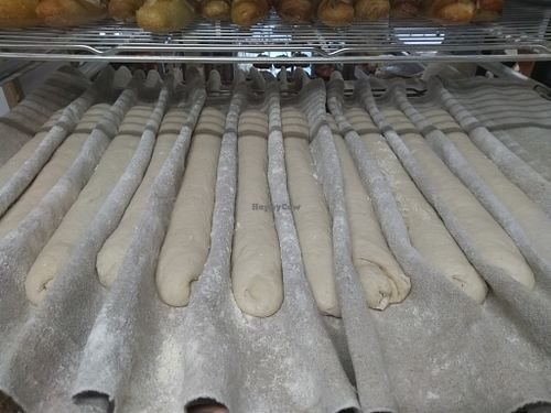 Baguettes before the oven at Squitti in Utrecht