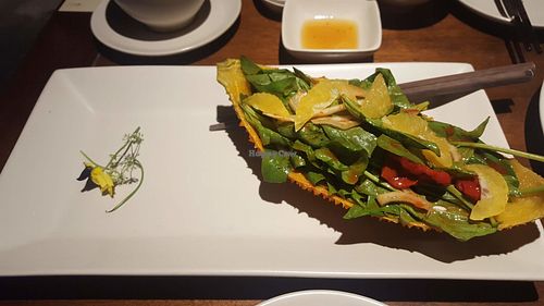 Gac salad https://en.wikipedia.org/wiki/Gac at Hum Vegetarian - District 1 in Ho Chi Minh City