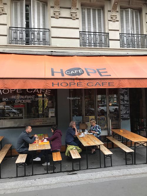 shop front, diamond in the ruff at Hope Cafe in Paris