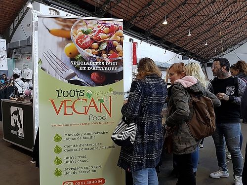 stall at Veggieworld, Brussels, nov 2018 at Roots Vegan Food in Eperlecques