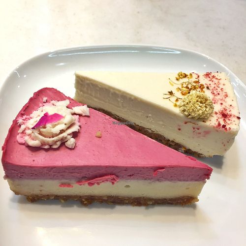 lemon cheesecake and raspberry cheesecake  at Universe Cafe - City Hall MRT in Taipei