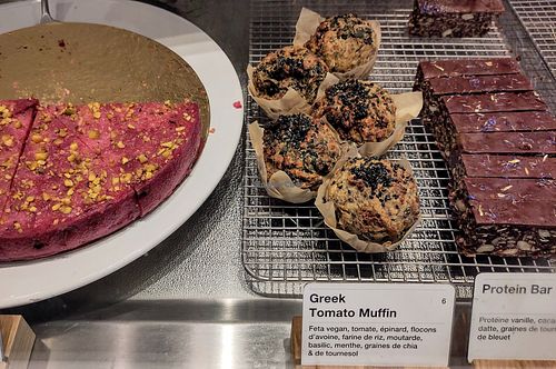 Cherry Clafoutis, Savory Muffin and Energy bar at Wild & The Moon - rue Charlot in Paris