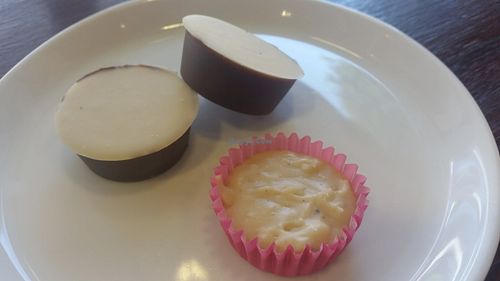 Vegan top deck peanut butter fudge and vegan vanilla coconut fudge. Absolutely delicious! at Flux Valley in Fortitude Valley