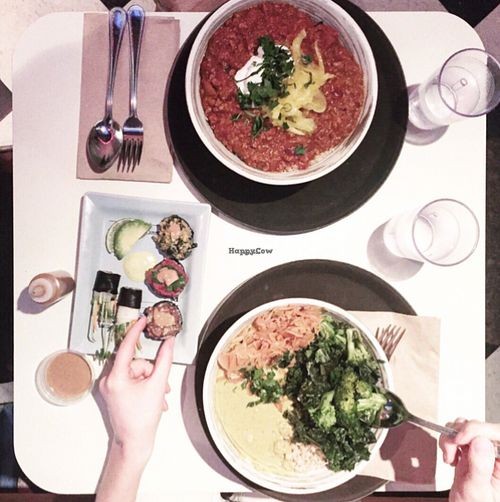 Sushi + Chili and Peanut curry sauce/greens bowls at Le Botaniste - UES in New York City