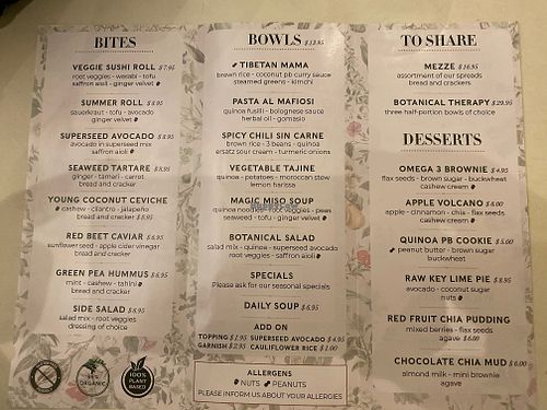 Prescription Menu Content at Le Botaniste - UES in New York City