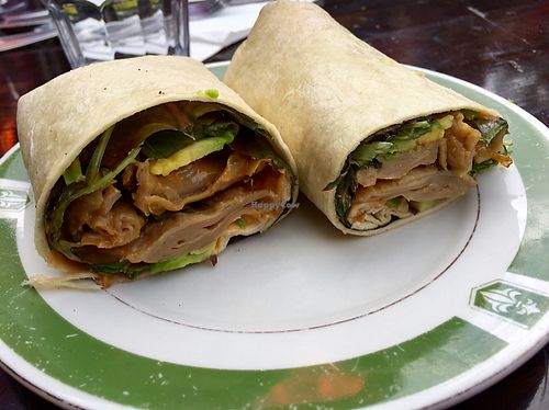 vege chicken & avocado wrap at Hyde Park Book Club in Leeds
