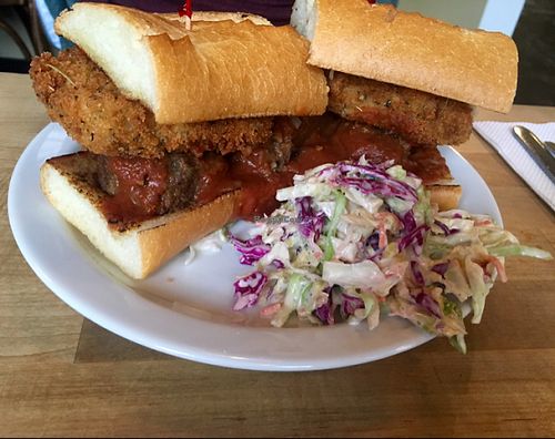 fried mozzarella and meatball sandwich    at The Butcher's Son in Berkeley