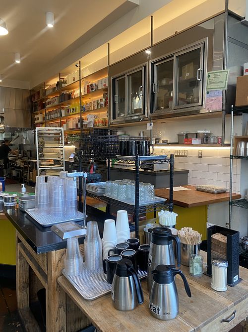 Water/Coffee Station (to the right of ordering station)  at The Butcher's Son in Berkeley