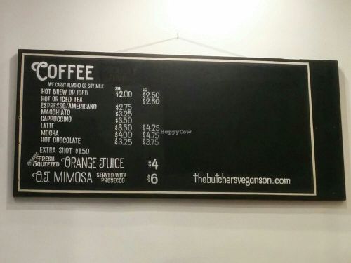 Drink menu board at The Butcher's Son in Berkeley