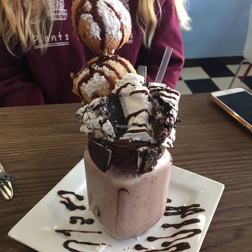 vegan Nutella brownie oreo freak shake at Sugar Shack Diner in Norwood