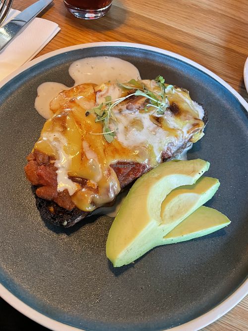 Cheezy beans on toast with Avocado at Mildreds - Kings Cross in North London