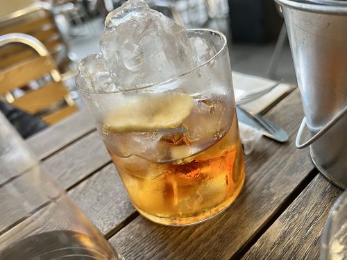 banana rum almond drink (!)  at Mildreds - Kings Cross in North London