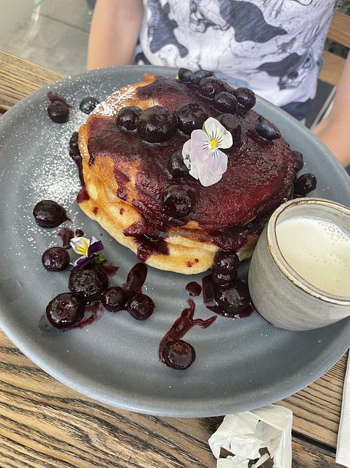 Blueberry pancakes  at Mildreds - Kings Cross in North London