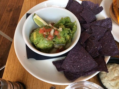 Smashed avocado with lime and corn chips at Mildreds - Kings Cross in North London