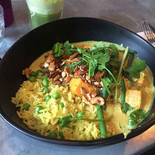 vegan sweet potato Thai curry  at Mildreds - Kings Cross in North London